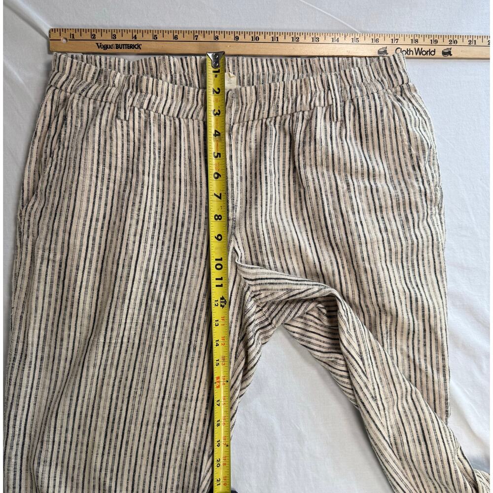 Eileen Fisher Organic Cotton Striped Pants Elastic Black Tan Size MEDIUM Pockets - Picture 6 of 10